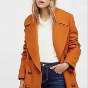 Free People Burnt orange Naiomi peacoat